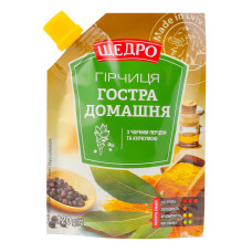 Гірчиця з чорним перцем та куркумою Гостра домашня Щедро д/п 120г