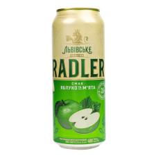 Пиво спеціальне 480мл 3.5% світле пастеризоване Яблуко та м'ята Radler Львівське з/б