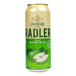Пиво спеціальне 480мл 3.5% світле пастеризоване Яблуко та м'ята Radler Львівське з/б