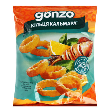 Кільця кукурудзяні зі смаком кальмара Gonzo м/у 40г