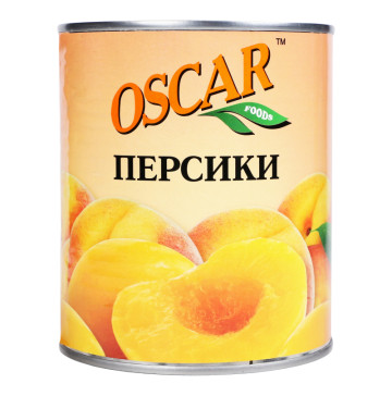 Персики половинки в легкому сиропі Oscar foods з/б 820г