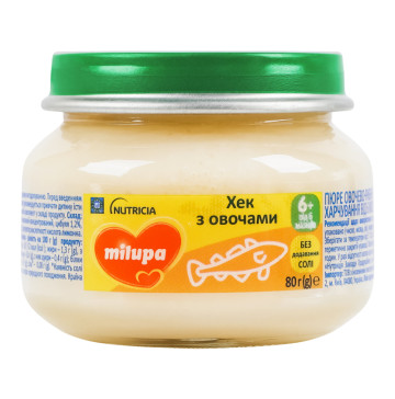 Пюре для дітей від 6міс овочево-рибне Хек з овочами Milupa с/б 80г