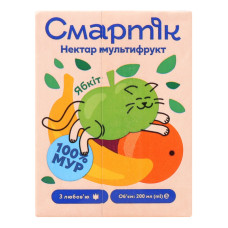 Нектар з м'якоттю та цукром гомогенізований та стерилізований мультифрукт Смартік т/п 200мл