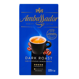 Кава натуральна смажена мелена Dark Roast Ambassador в/у 225г