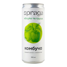 Напій безалкогольний слабогазований Яблуко та груша Комбуча Spraga з/б 330мл