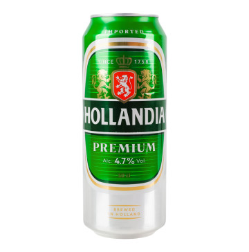 Пиво 0.5л 4.7% світле Premium Hollandia з/б