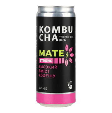 Напій бродіння фільтрований непастеризований Kombucha Mate Strong Vit-Fit з/б 0.33л