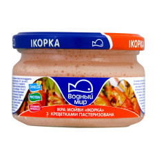 Продукт з ікрою океанічної риби та креветками пастеризований Ікорка Водний світ с/б 160г Продукт з ікрою океанічної риби та креветками пастеризований Ікорка Водний світ с/б 160г