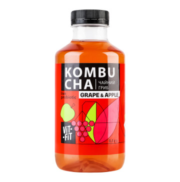 Напій бродіння фільтрований непастеризований Kombucha Grape&Apple Vit-Fit п/пл 0.5л