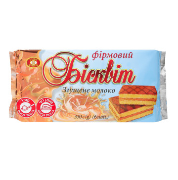 Бісквіт Згущене молоко Фірмовий Бісквіт Шоколад м/у 330г