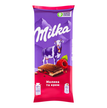 Шоколад молочний Малина та Крем Milka м/у 90г