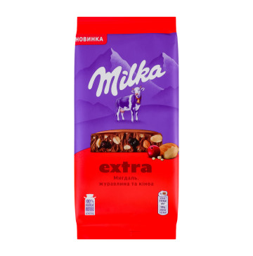 Шоколад молочний з мигдалем, журавлиною та кіноа Екстра Milka м/у 130г
