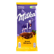 Шоколад молочний з цілим мигдалем Milka 90г