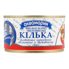 Кілка балтійська нерозібрана обсмажена у томатному соусі стерилізована Аквамарин з/б 230г