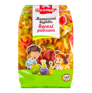 Вироби макаронні Веселі равлики Сто пудів м/у 180г