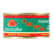 Ікра лососева зерниста солена Ікорні Традиції з/б 120г