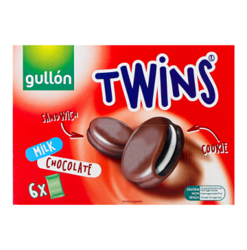 Печиво з какао з начинкою покрите молочним шоколадом Twins Gullon к/у 6х42г