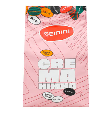 Кава натуральна смажена в зернах Ніжна Crema Gemini м/у 500г