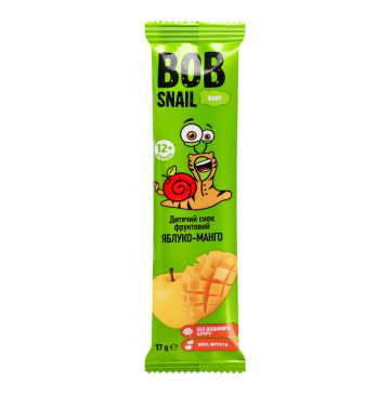 Снек фруктовий для дітей від 12міс Яблуко-манго Baby Bob Snail м/у 17г