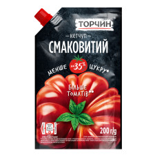 Кетчуп пастеризований зі зниженою кількістю цукру Смаковитий Торчин д/п 200г