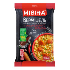 Вермішель швидкого приготування гостра зі смаком курячого бульйону з овочами та зеленню Мівіна м/у 59.2г