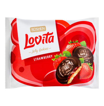 Печиво здобне з желейною начинкою Strawberry Lovita Jelly Cookies Roshen м/у 420г