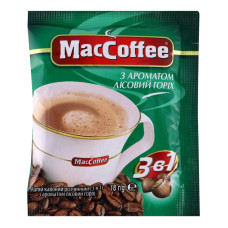 Напій кавовий розчинний з ароматом лісовий горіх 3в1 MacCoffee м/у 18г