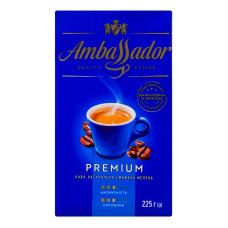 Кава натуральна смажена мелена Premium Ambassador м/у 225г Кава натуральна смажена мелена Premium Ambassador м/у 225г
