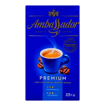 Кава натуральна смажена мелена Premium Ambassador м/у 225г