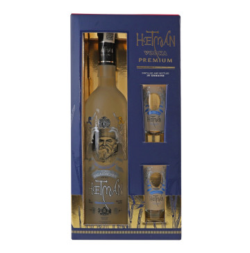Набір Горілка 700мл 40% Premium + 2 чарки Hetman к/у 1шт