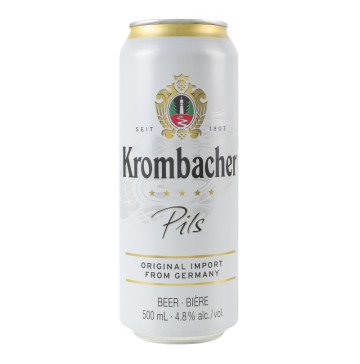 Пиво 0.5л 4.8% світле фільтроване пастеризоване Pils Krombacher з/б Пиво 0.5л 4.8% світле фільтроване пастеризоване Pils Krombacher з/б
