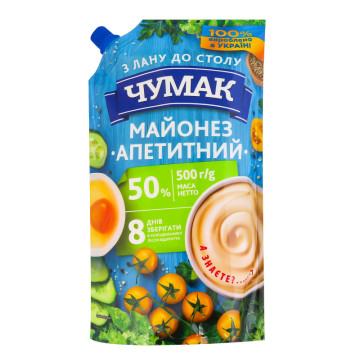 Майонез 50% Апетитний Чумак д/п 500г