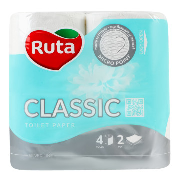 Папір туалетний 2-х шаровий 150 листів Classic Ruta 4шт