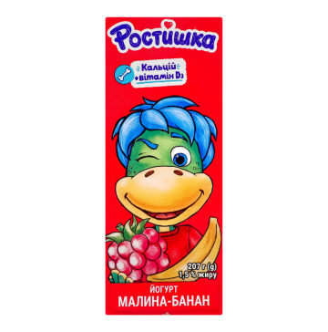 Йогурт 1.5% питний з наповнювачем Малина-банан Ростишка т/п 207г