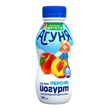 Йогурт 2.7% для дітей від 8міс з наповнювачем фруктовим Персик Агуня п/пл 185г
