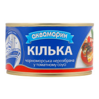 Кілька чорноморська нерозібнана в томатному соусі стерилізована Аквамарин з/б 230г
