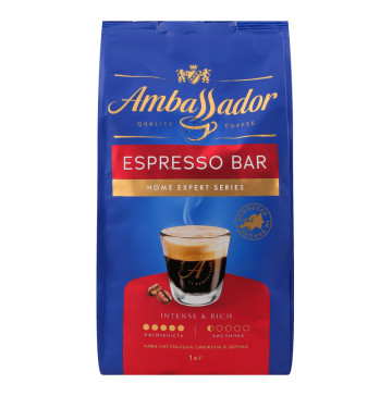 Кава натуральна смажена в зернах Espresso Bar Home expert series Ambassador м/у 1кг