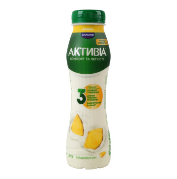 Біфідойогурт 1.2% питний з біфідобактеріями Actiregularis Ананас Активіа п/пл 260г