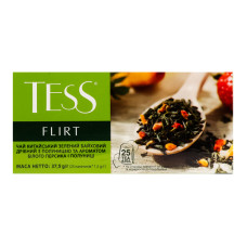 Чай зелений китайський байховий дрібний з полуницею та ароматом білого персика і полуниці Flirt Tess к/у 25х1.5г