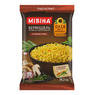 Вермишель быстрого приготовления со вкусом грибов неострая Мівіна м/у 59.2г