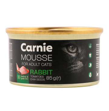 Корм д/дорослих котів Мус з кроликом насінням чіа томатами та желе 85г ж/б Carnie
