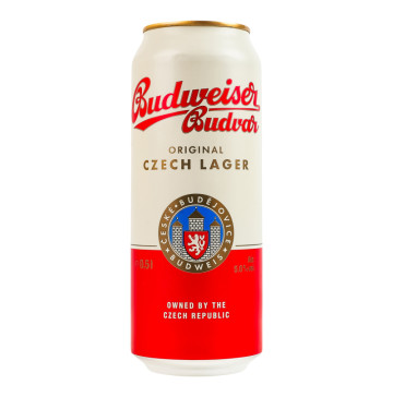 Пиво 0.5л 5% світле фільтроване пастеризоване Budweiser Budvar з/б
