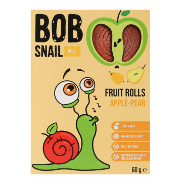 Цукерки фруктові натуральні Apple-pear Rolls Bob Snail к/у 60г