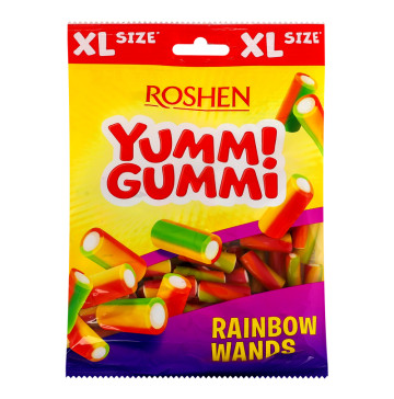 Цукерки желейні Rainbow wands Yummi gummi Roshen м/у 165г