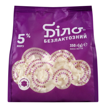 Сир кисломолочний 5% безлактозний Біло м/у 350г