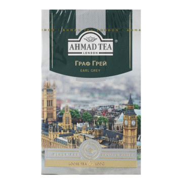 Чай чорний байховий листовий з ароматом бергамоту Earl Grey Ahmad Tea к/у 100г