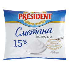 Сметана 15% President м/у 350г
