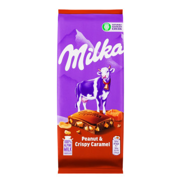 Шоколад молочний Peanut&Crispy Caramel Milka м/у 90г