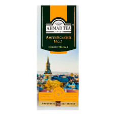 Чай чорний байховий дрібний з ароматом бергамоту English №1 Ahmad Tea к/у 40х2г Чай чорний байховий дрібний з ароматом бергамоту English №1 Ahmad Tea к/у 40х2г