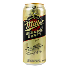 Пиво 480мл 4.7% світле пастеризоване Genuine Draft Miller з/б